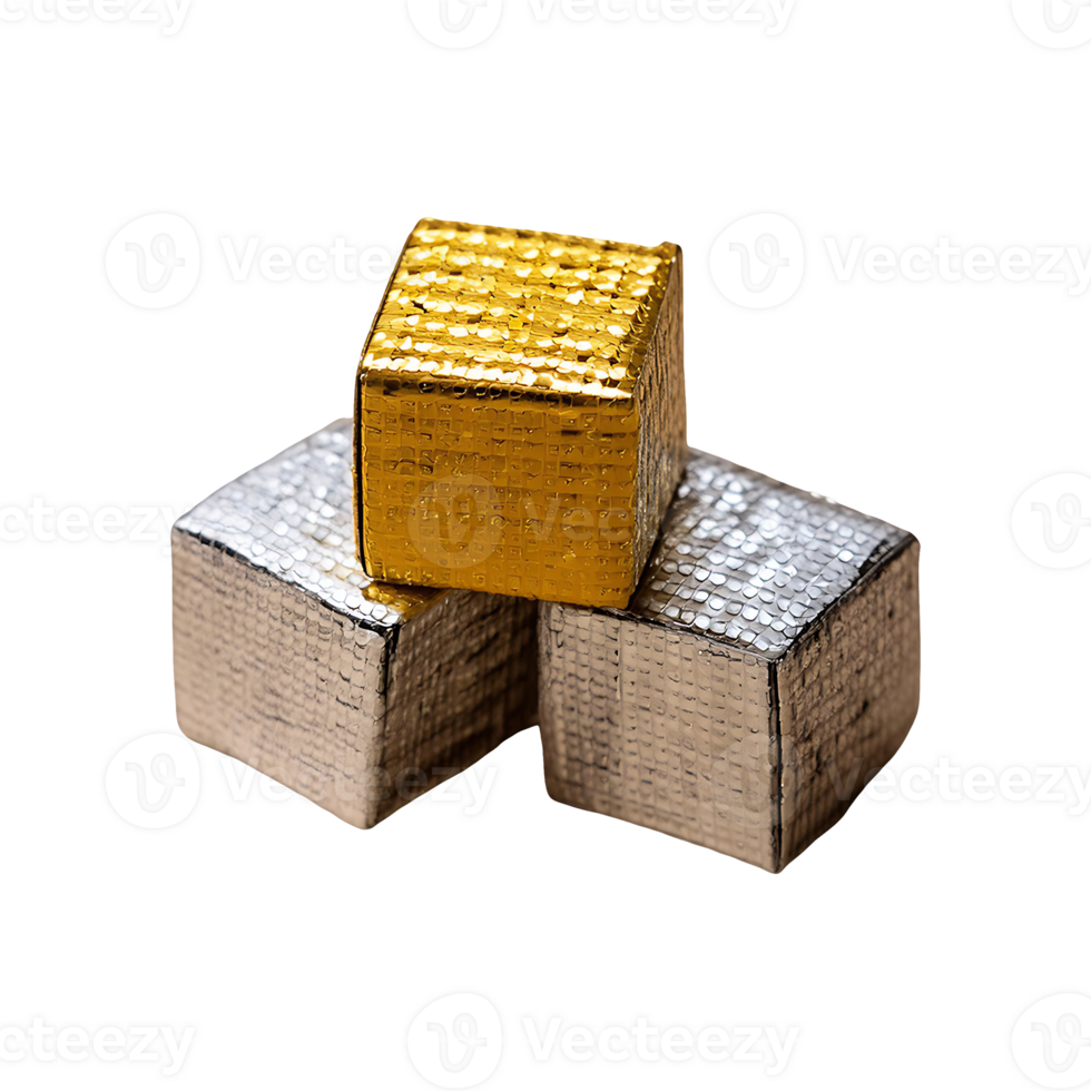 Set Of Gold And Silver Cubes Symbol isolated on transparent background png