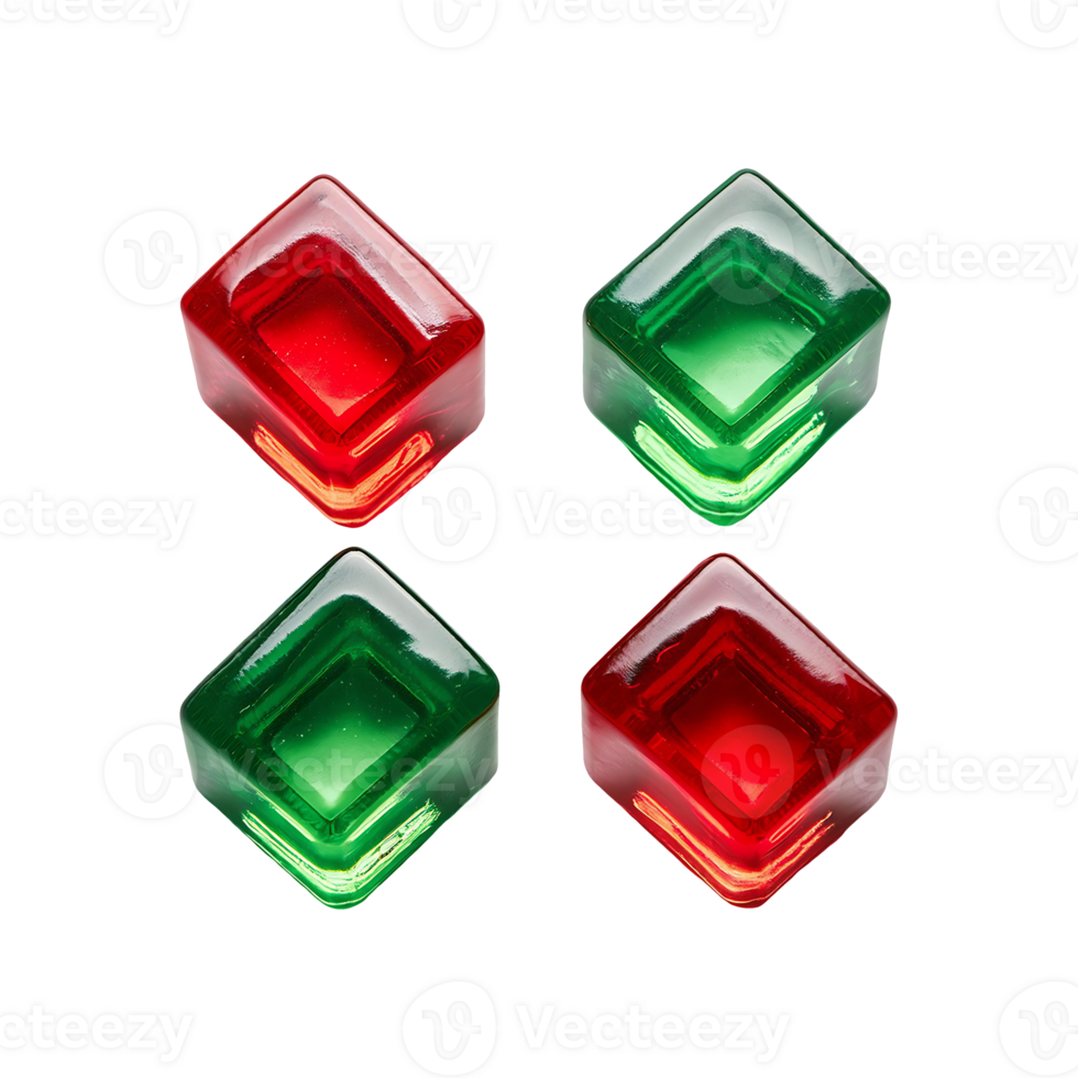 Set Of Red And Green Glass Cubes Symbol isolated on transparent background png