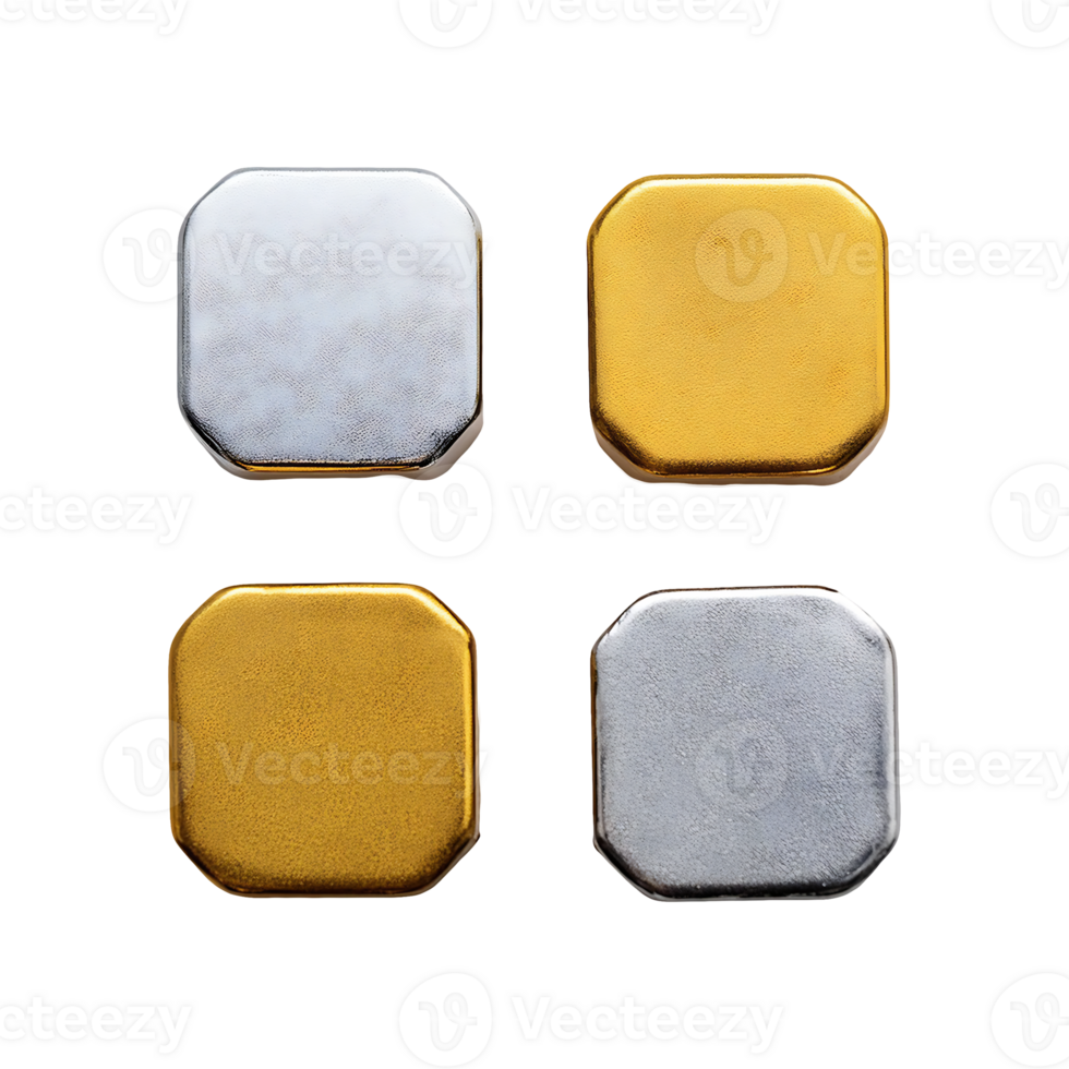 Set Of Gold And Silver Cubes Symbol isolated on transparent background png