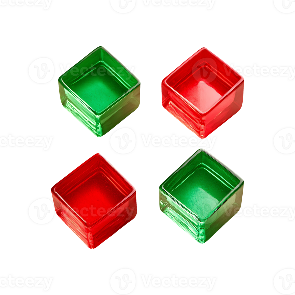 Set Of Red And Green Glass Cubes Symbol isolated on transparent background png