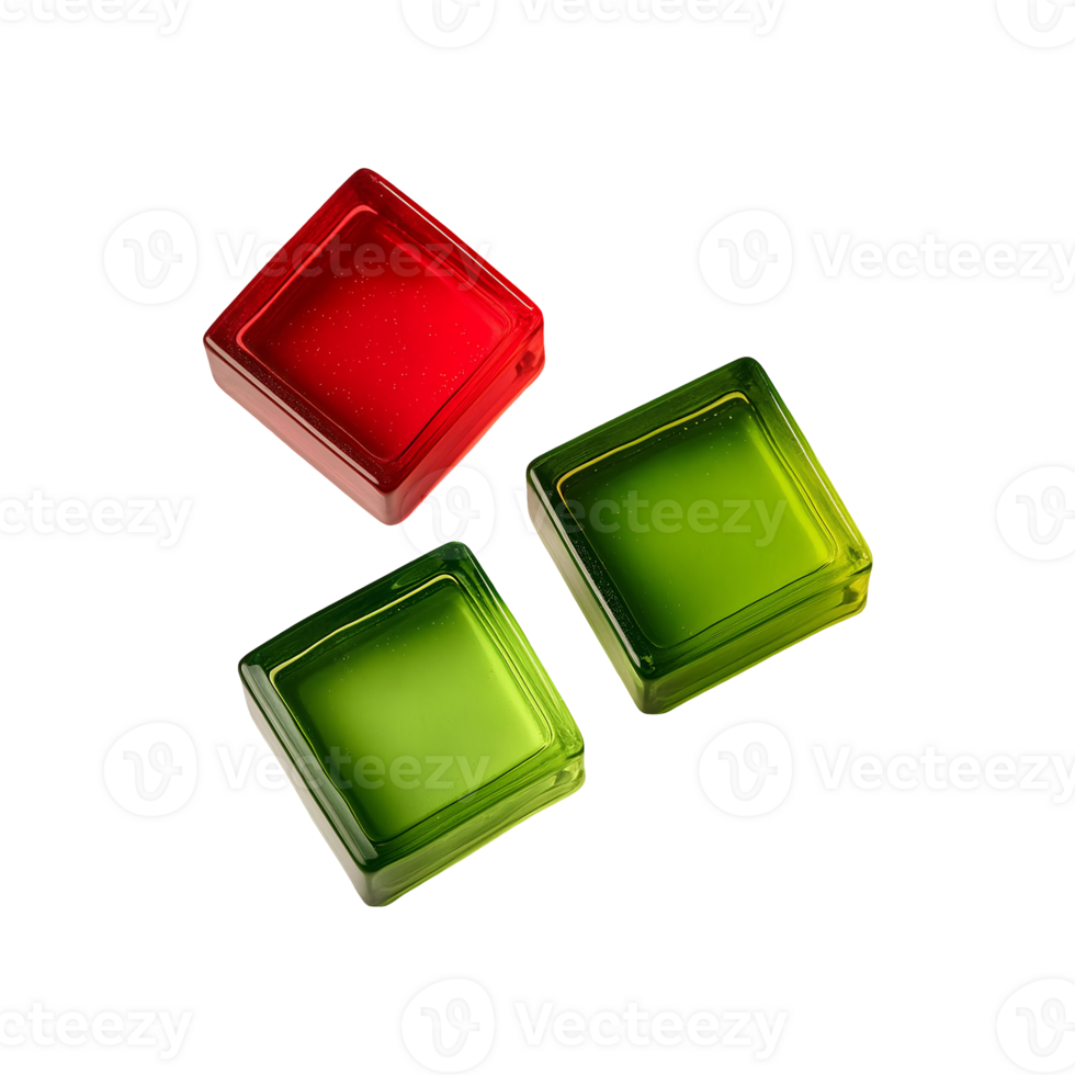 Set Of Red And Green Glass Cubes Symbol isolated on transparent background png