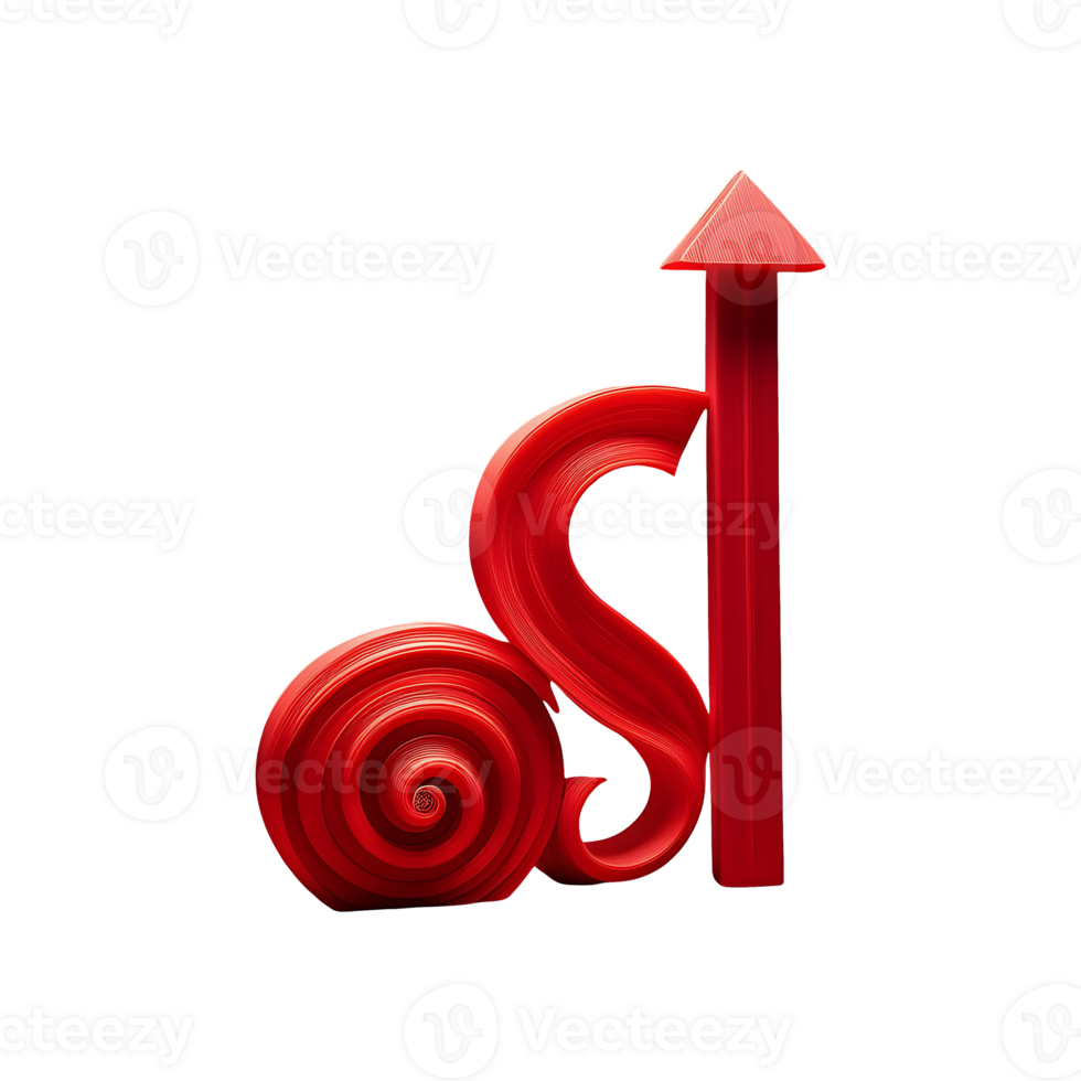 Spiral Growing Red Graph Symbol isolated on transparent background png