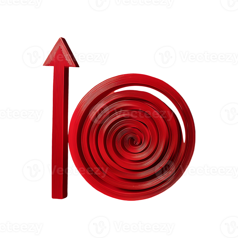 Spiral Growing Red Graph Symbol isolated on transparent background png