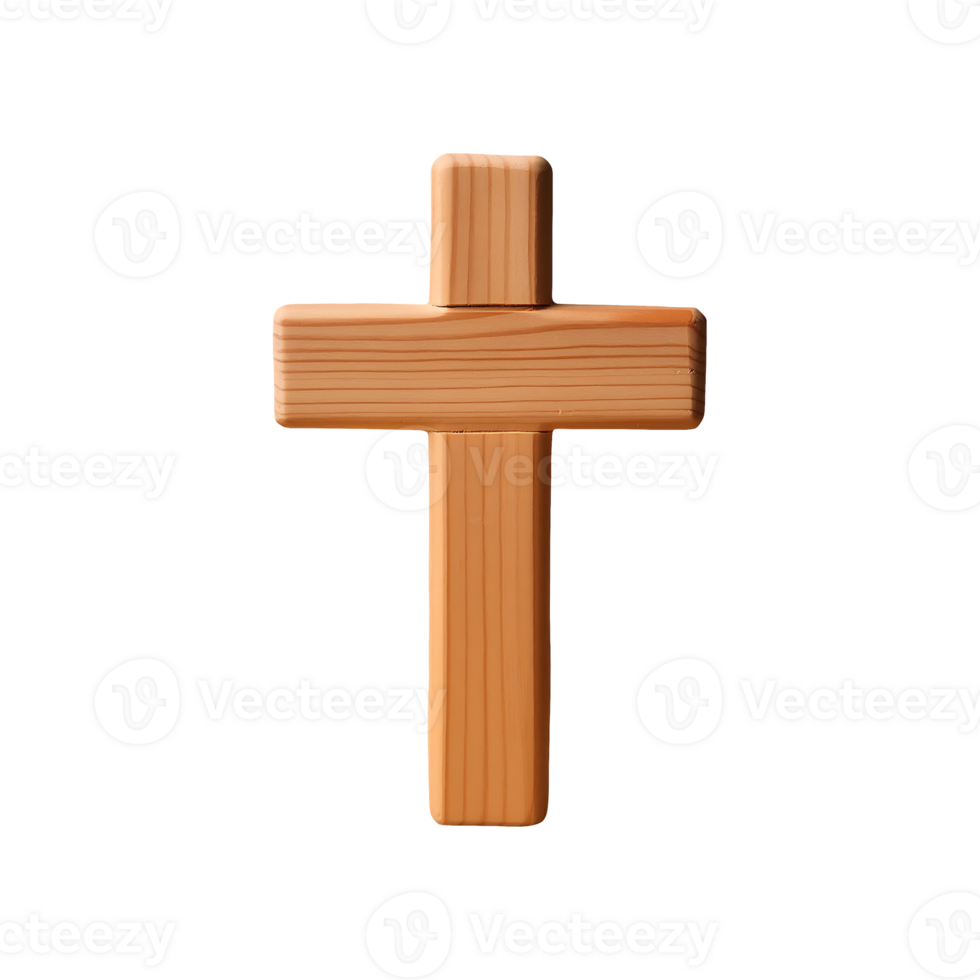 Wooden Cross Symbol isolated on transparent background png