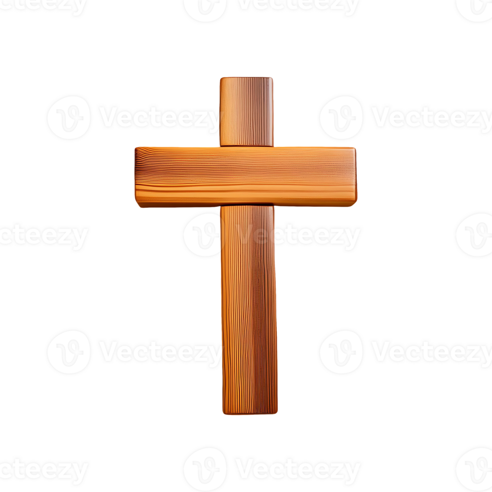 Wooden Cross Symbol isolated on transparent background png