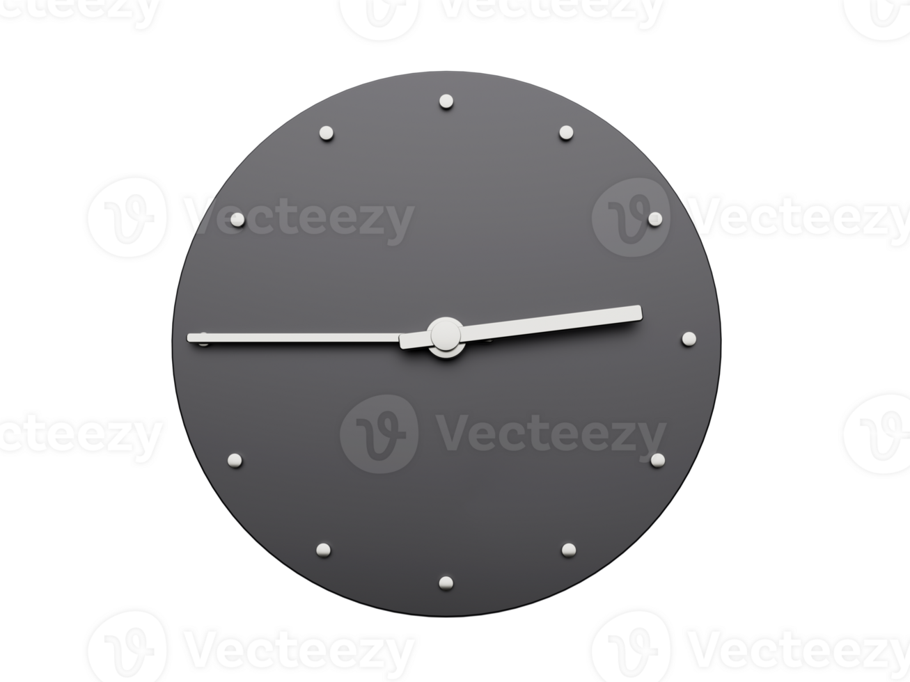 3d Simple Gray Round Wall Clock, Quarter to three O'clock , 3d illustration png