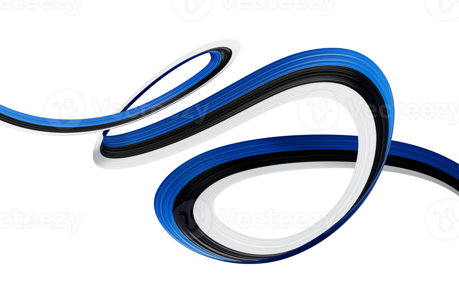 Estonia Flag Ribbon independence day banner 3d illustration. Estonian memorial holiday 24th of February png