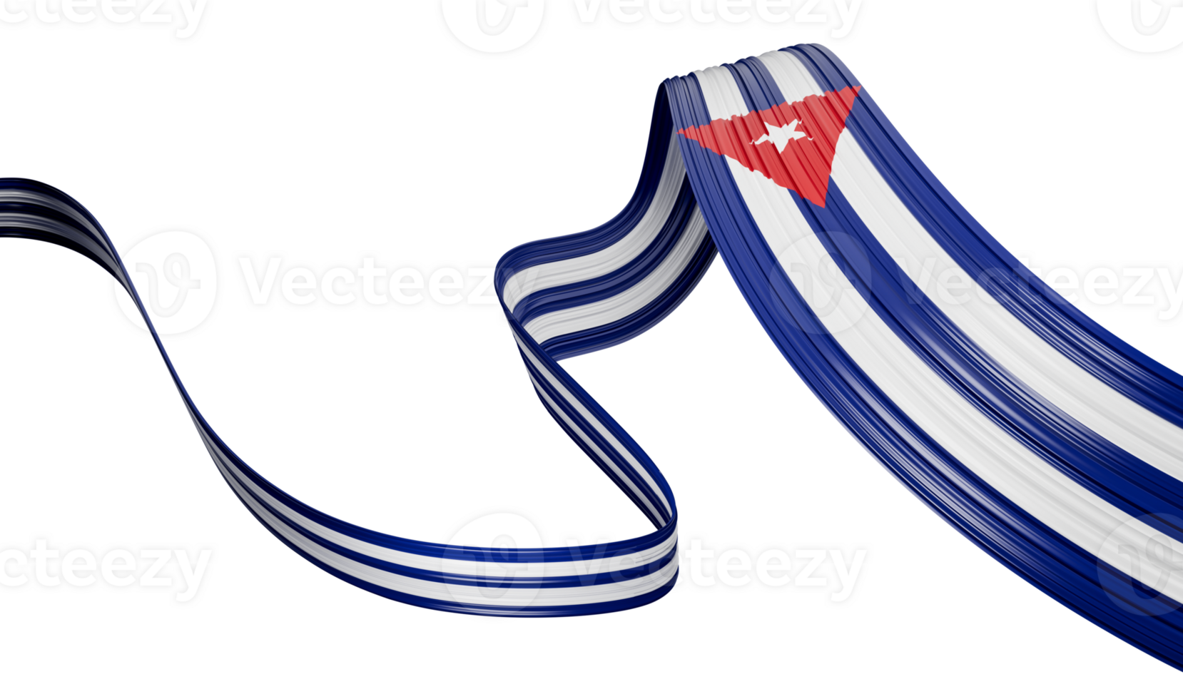 Cuba or Cuban flag wavy abstract ribbon . 3d illustration. png