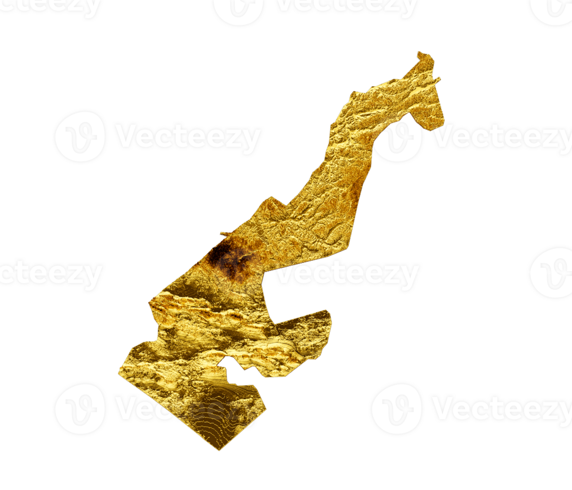Monaco Map Golden metal Color Height map 3d illustration png