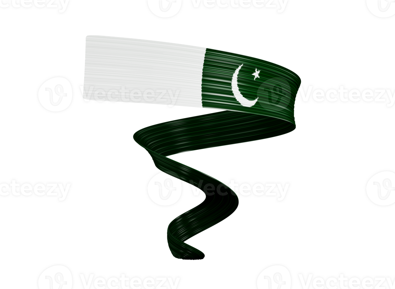 Waving ribbon or banner with flag of Pakistan. Template independence day 3d illustration png