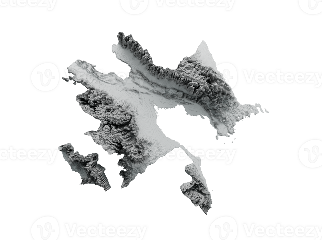 Azerbaijan Map Shaded relief Color Height map 3d illustration png