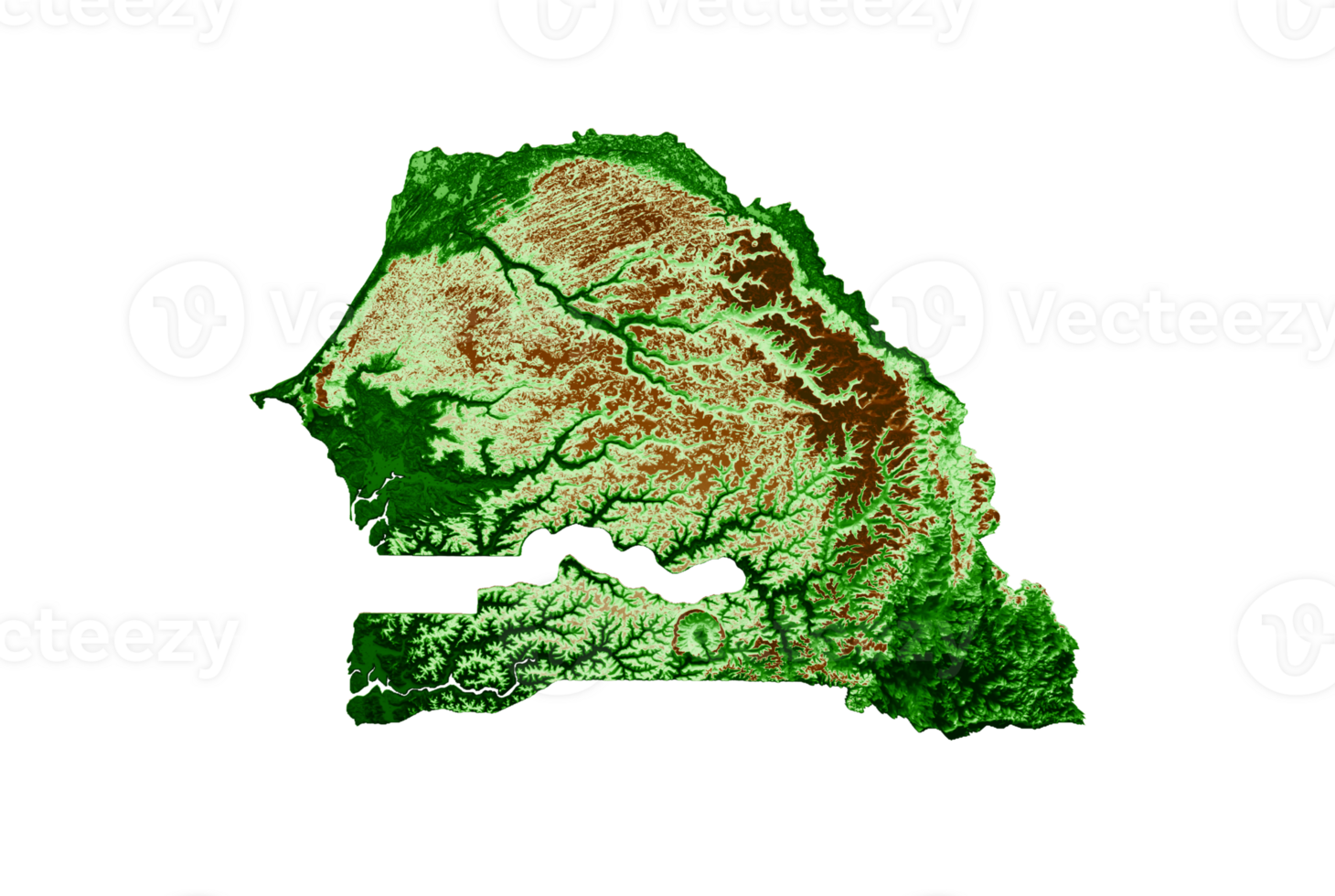 Senegal Topographic Map 3d realistic map Color 3d illustration png