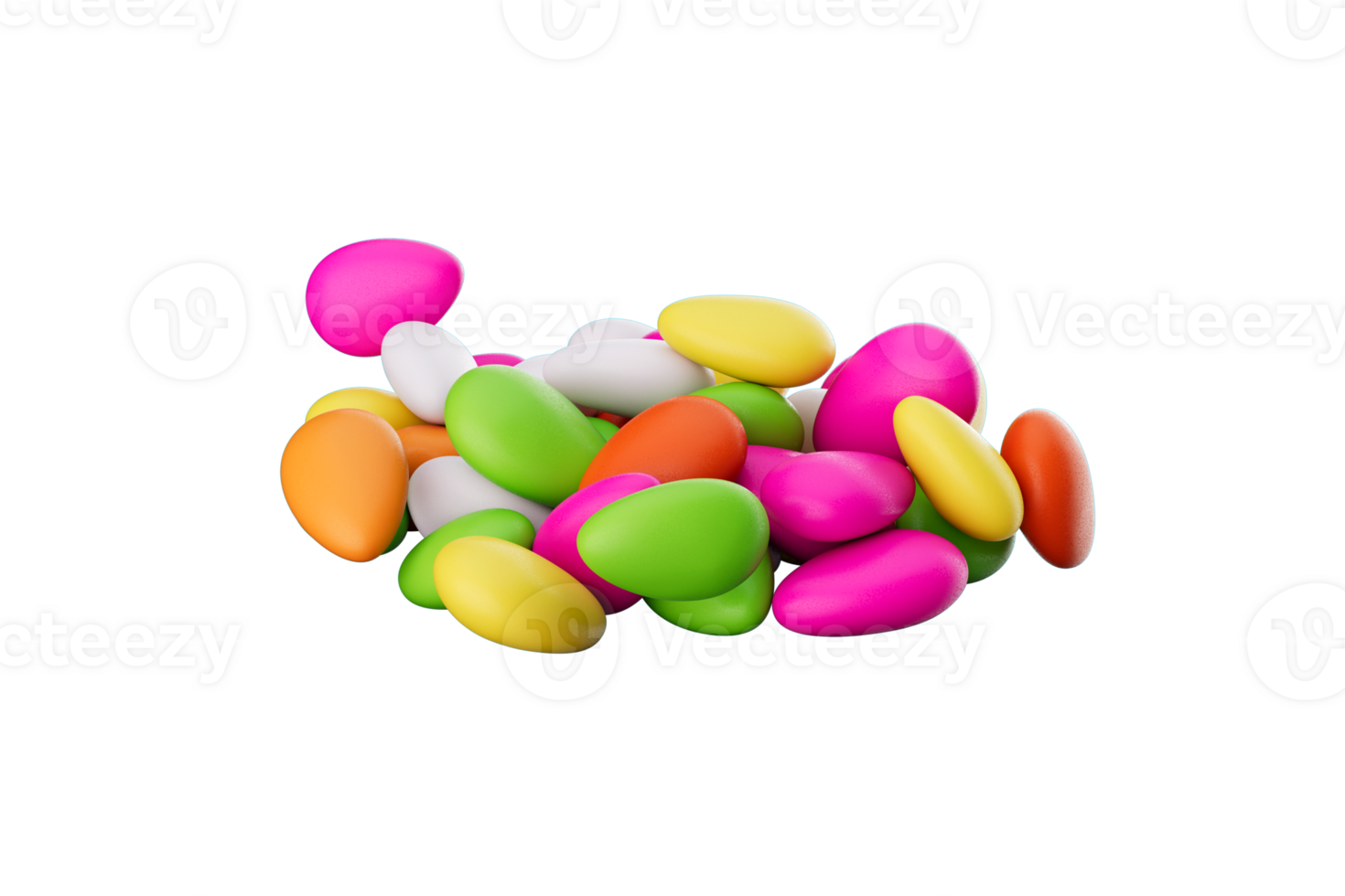 3d Colorful Almond Candies Sugar Coated Almond Candies, 3d illustration png