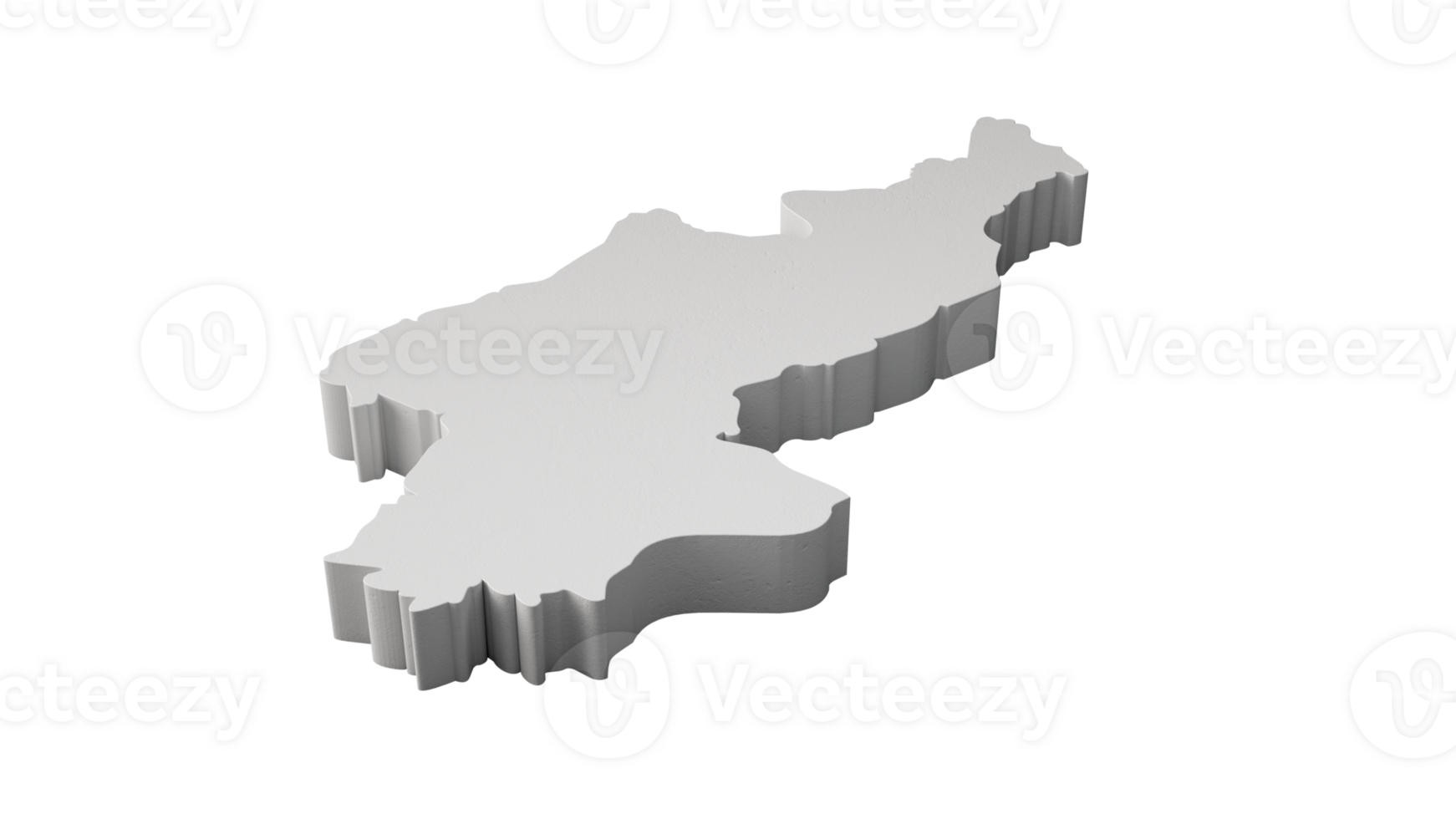 North Korea 3D map Geography Cartography and topology 3D illustration png