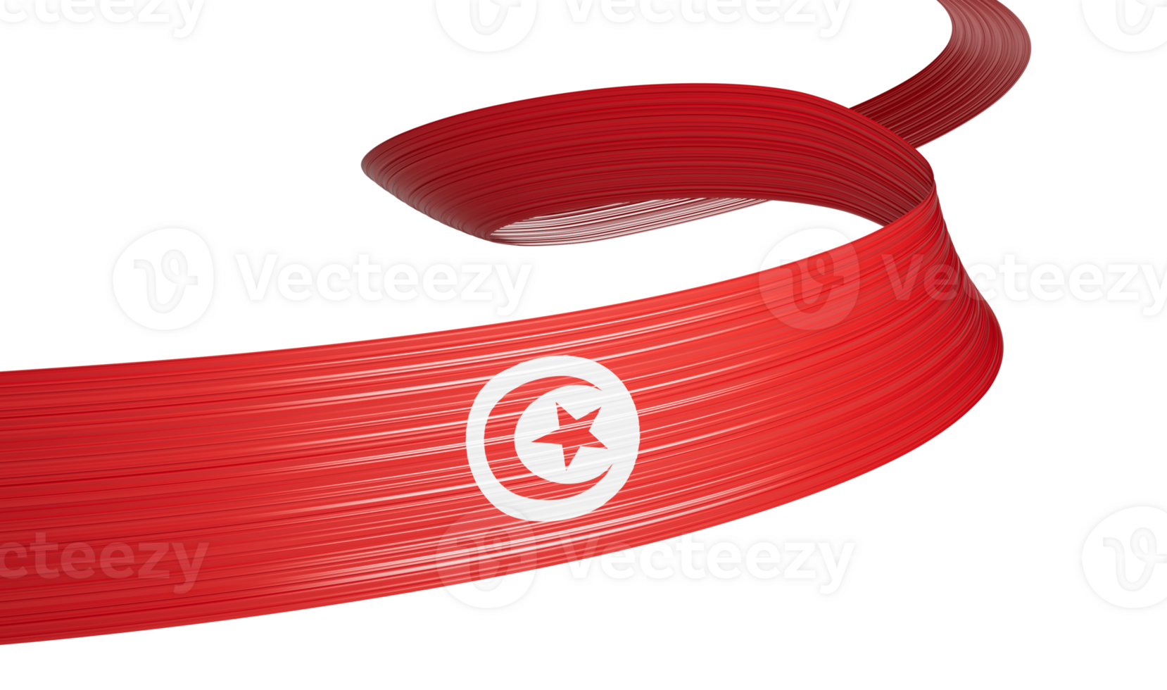 Abstract Flag of Tunisia with wavy ribbon 3d illustration png