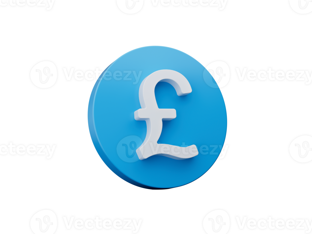 Pound sign icon. currency symbol. Money label. Blue circle button 3d illustration png