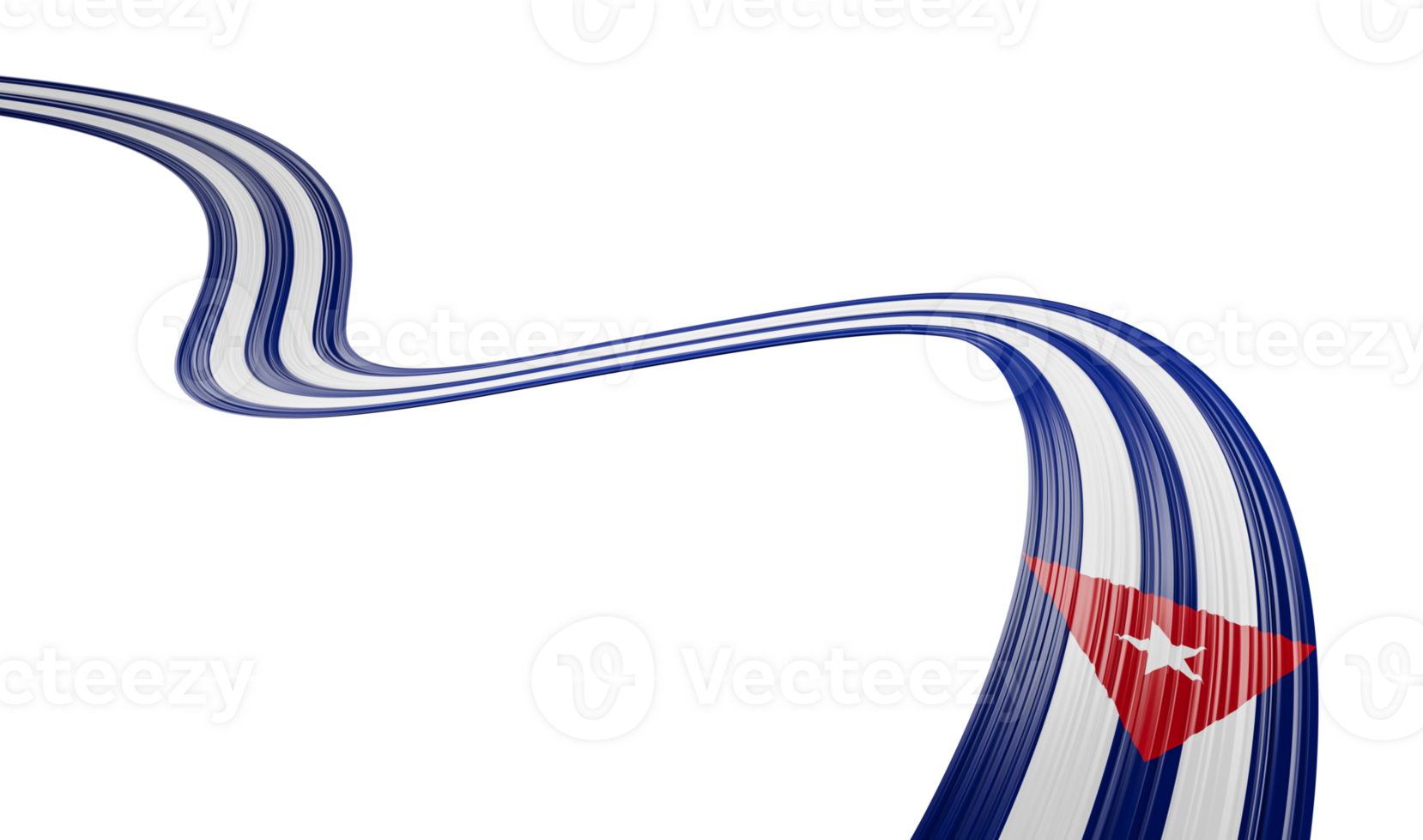 Cuba or Cuban flag wavy abstract ribbon. 3d illustration. png