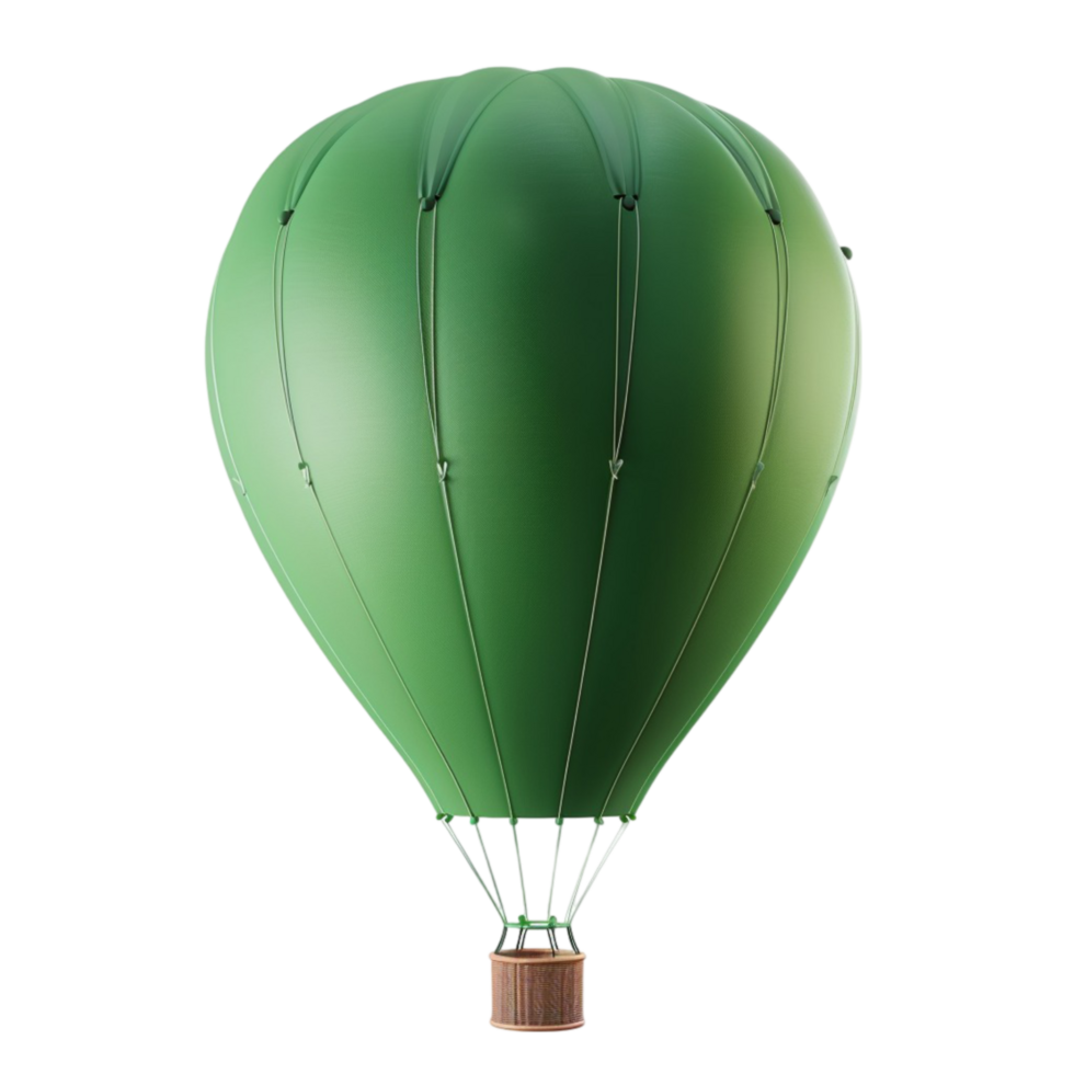 Green hot air balloon on transparent background png