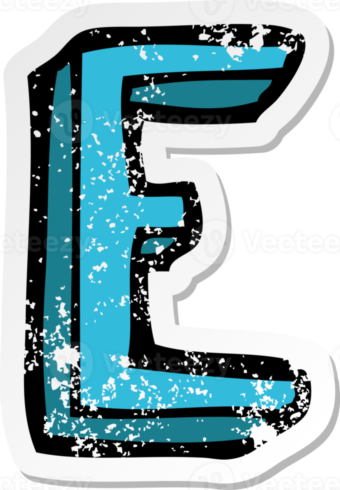 retro distressed sticker of a cartoon letter drawing png