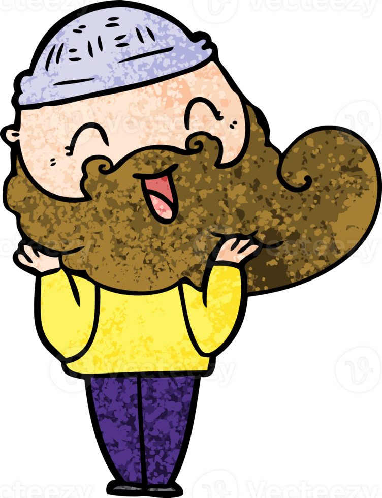 happy bearded man drawing png