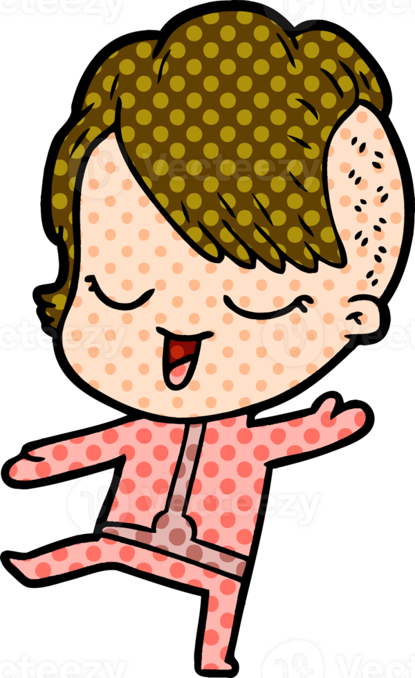 happy cartoon girl drawing png
