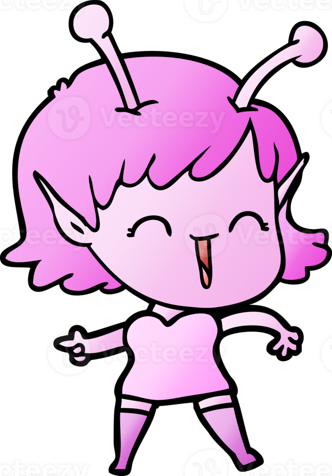 cartoon alien girl laughing drawing png