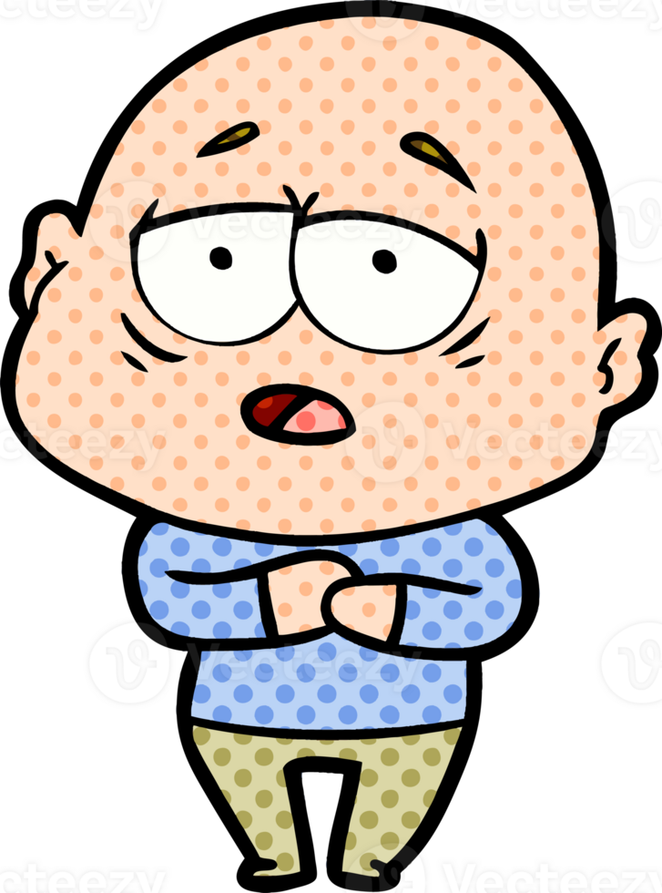 cartoon tired bald man drawing png