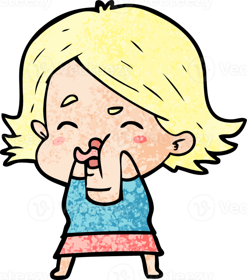 cartoon girl pulling face drawing png