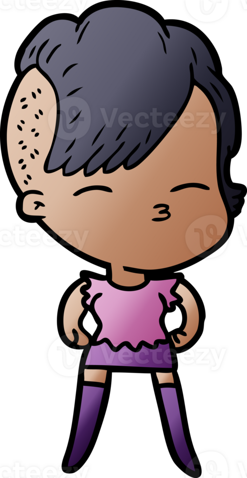 cartoon squinting girl drawing png