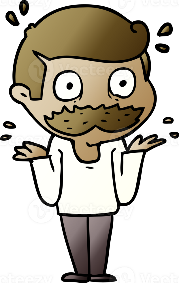 cartoon man with mustache shocked drawing png