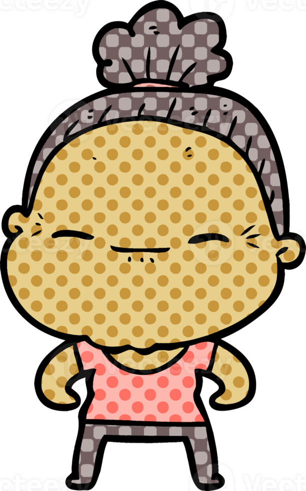 cartoon peaceful old woman drawing png