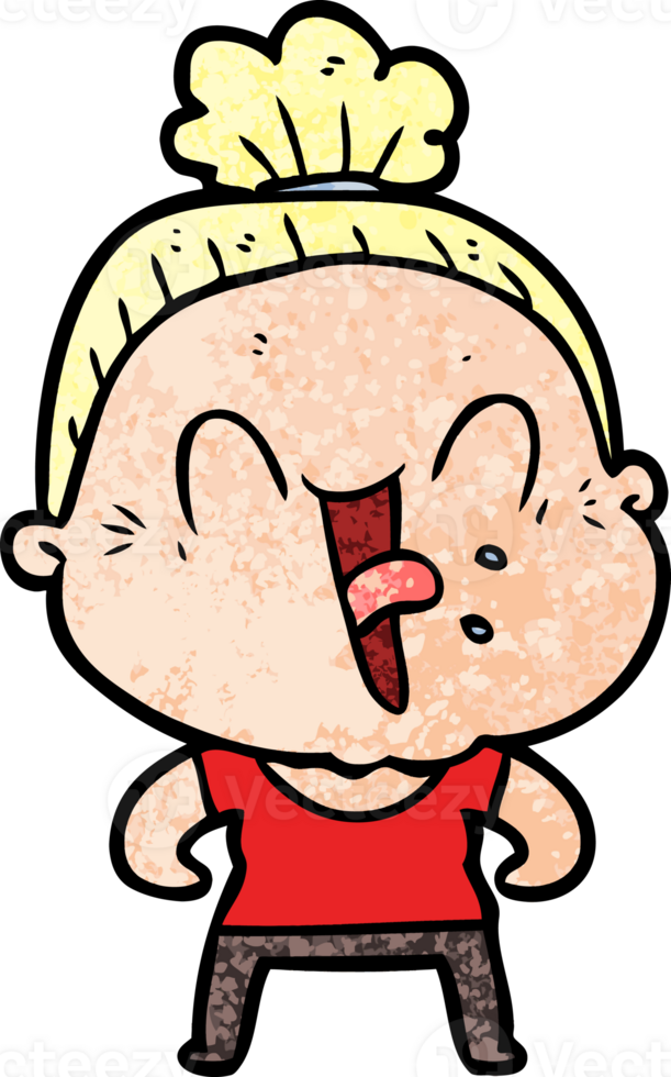 cartoon happy old woman drawing png