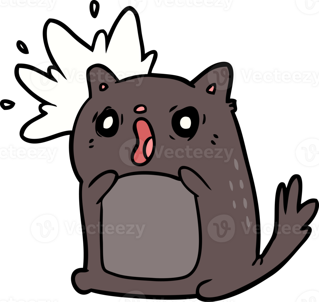 cartoon shocked cat amazed drawing png