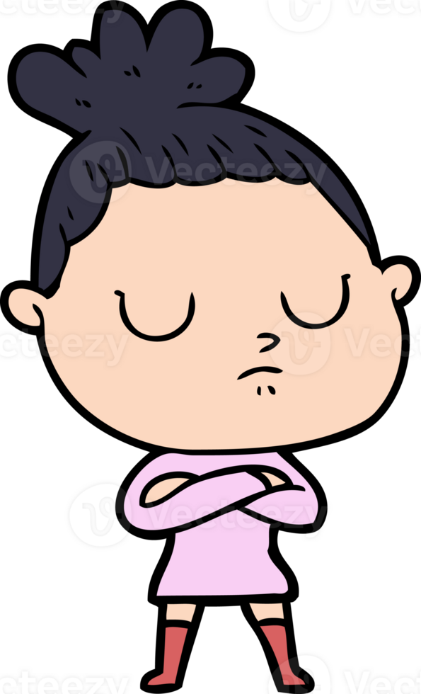 cartoon calm woman drawing png