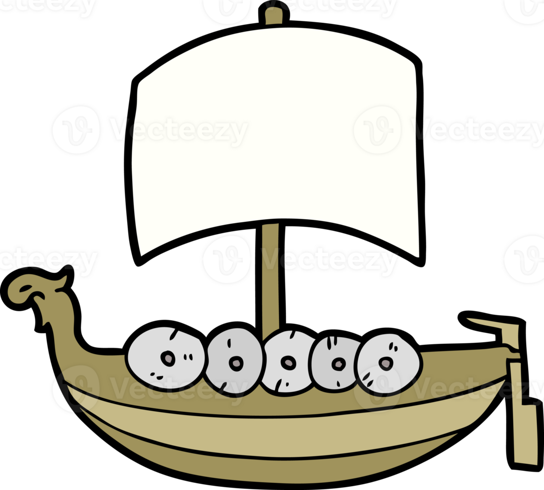 cartoon viking boat drawing png