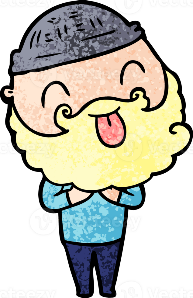 man with beard sticking out tongue drawing png