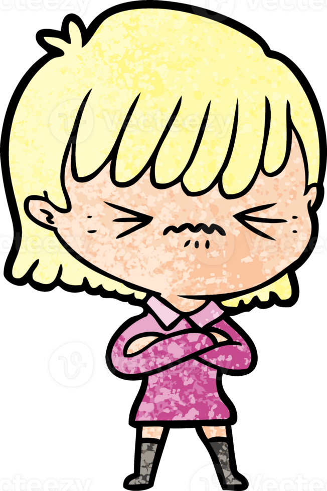 annoyed cartoon girl drawing png