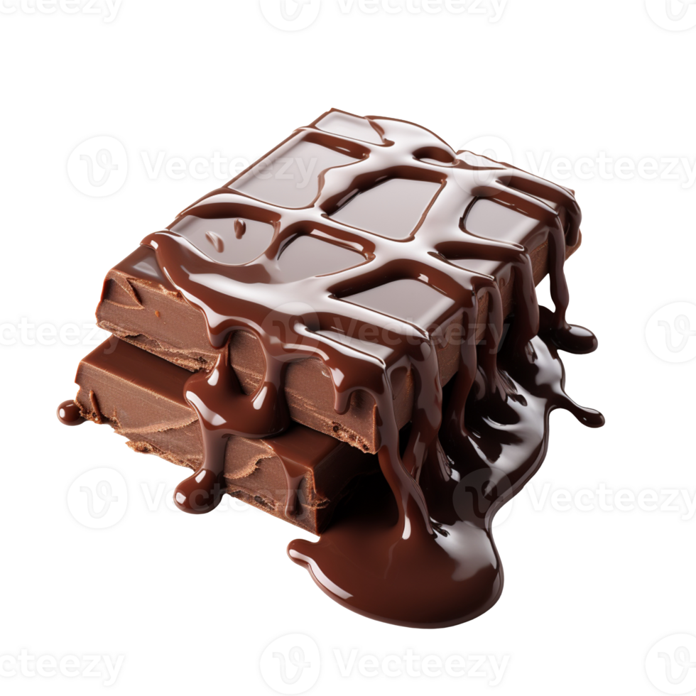 Dark chocolate bar melted isolated on transparent background png