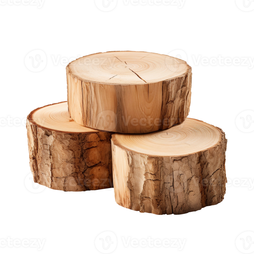 Cutted tree trunks isolated on transparent background png