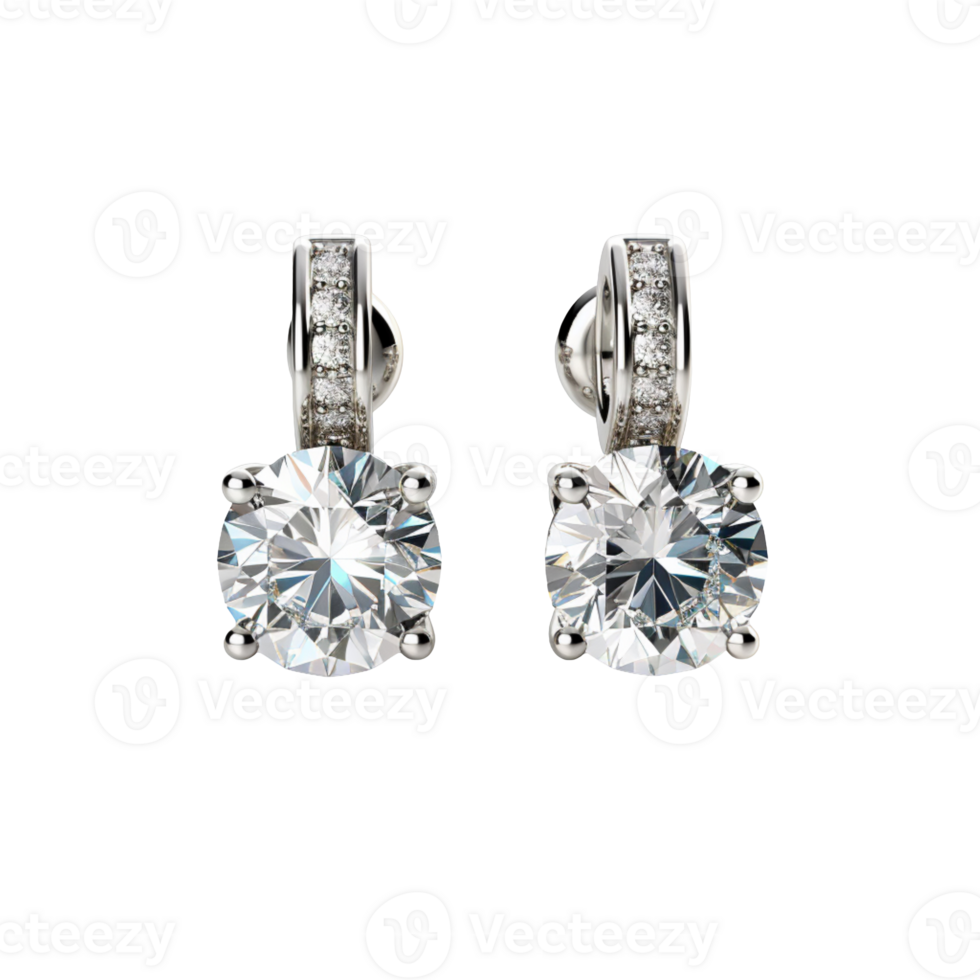 Diamond earrings isolated on transparent background png