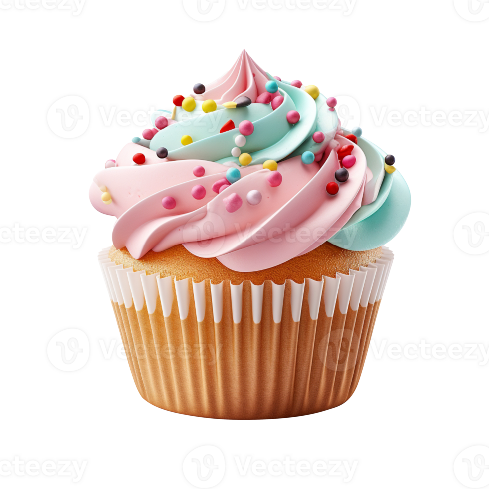 Delicious Birthday cupcake isolated on transparent background png