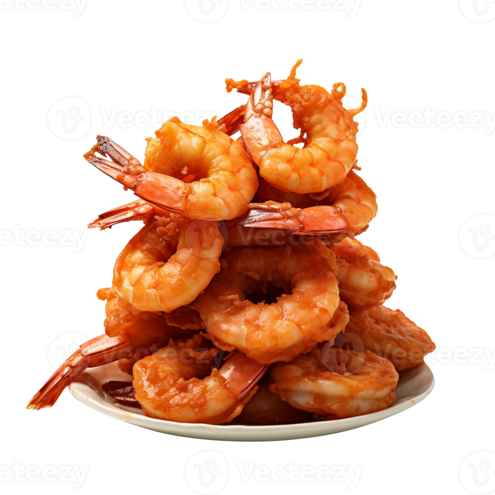 Deep fried shrimps isolated on transparent background png