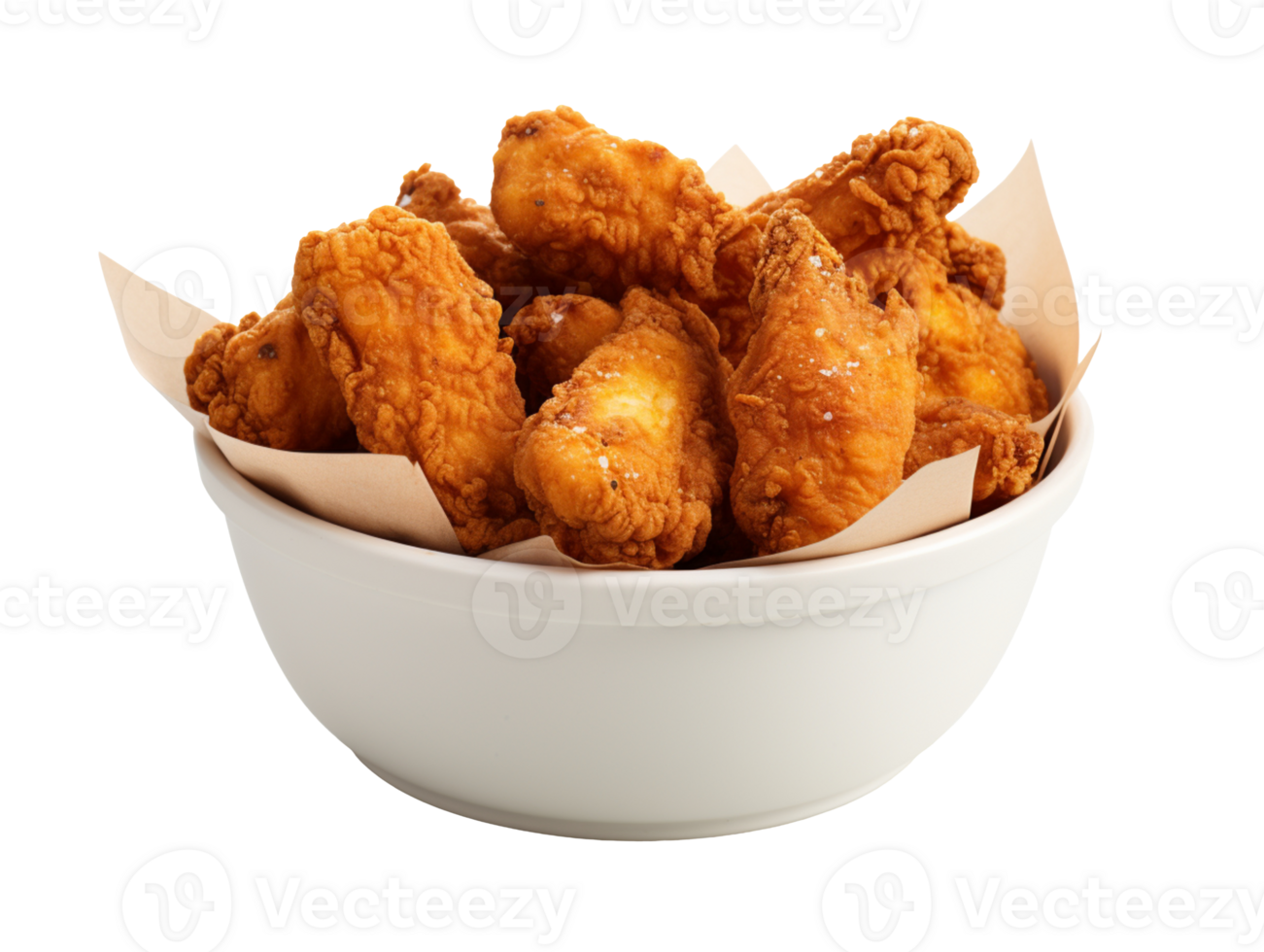 Deep fried chicken wings bucket isolated on transparent background png