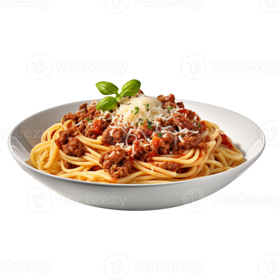 Delicious Spaghetti Bolognese in a bowl isolated on transparent background png