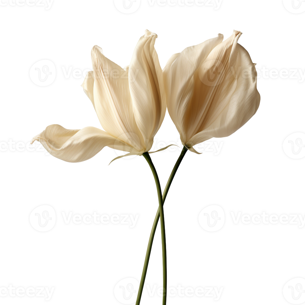 Dried white tulip isolated on transparent background png