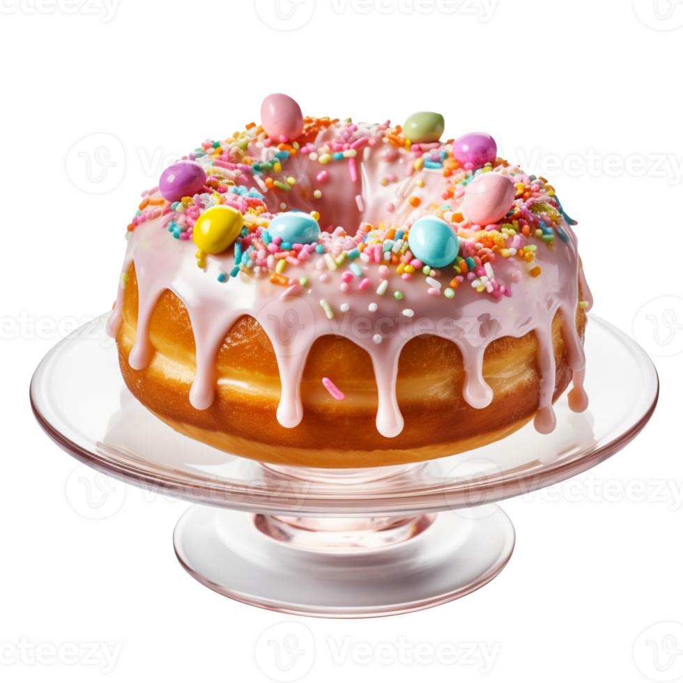 Easter cake with glace icing isolated on transparent background png