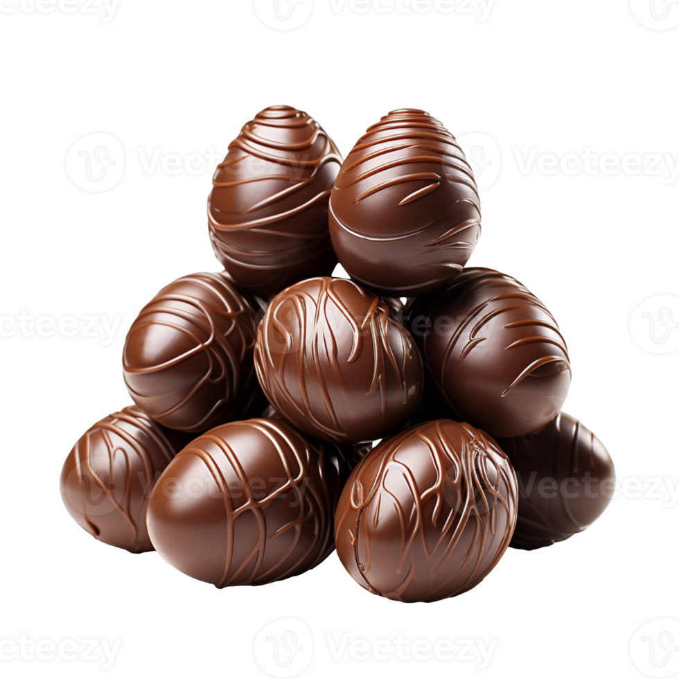 Easter chocolate eggs isolated on transparent background png
