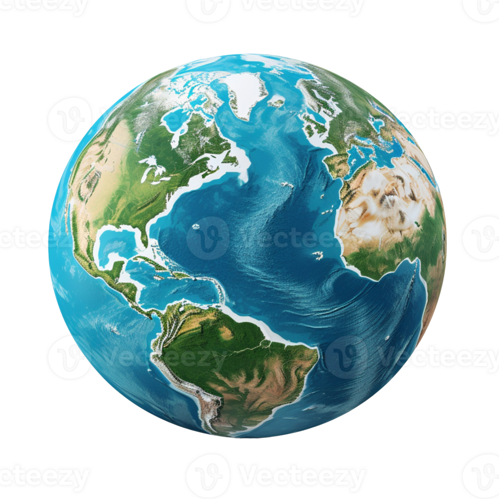 Earth planet satellite view isolated on transparent background png
