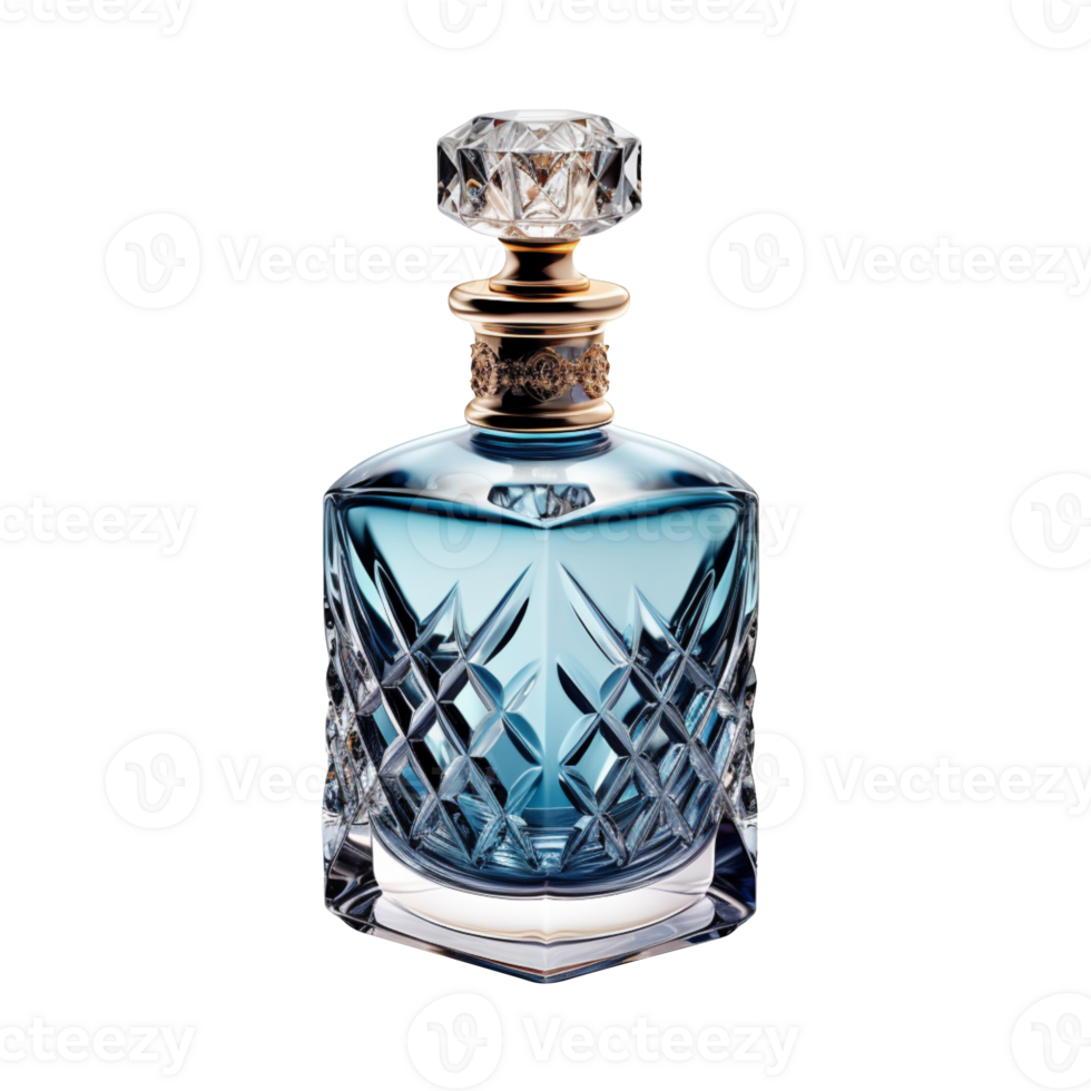 elegant fles van blauw parfum geïsoleerd Aan transparant achtergrond png
