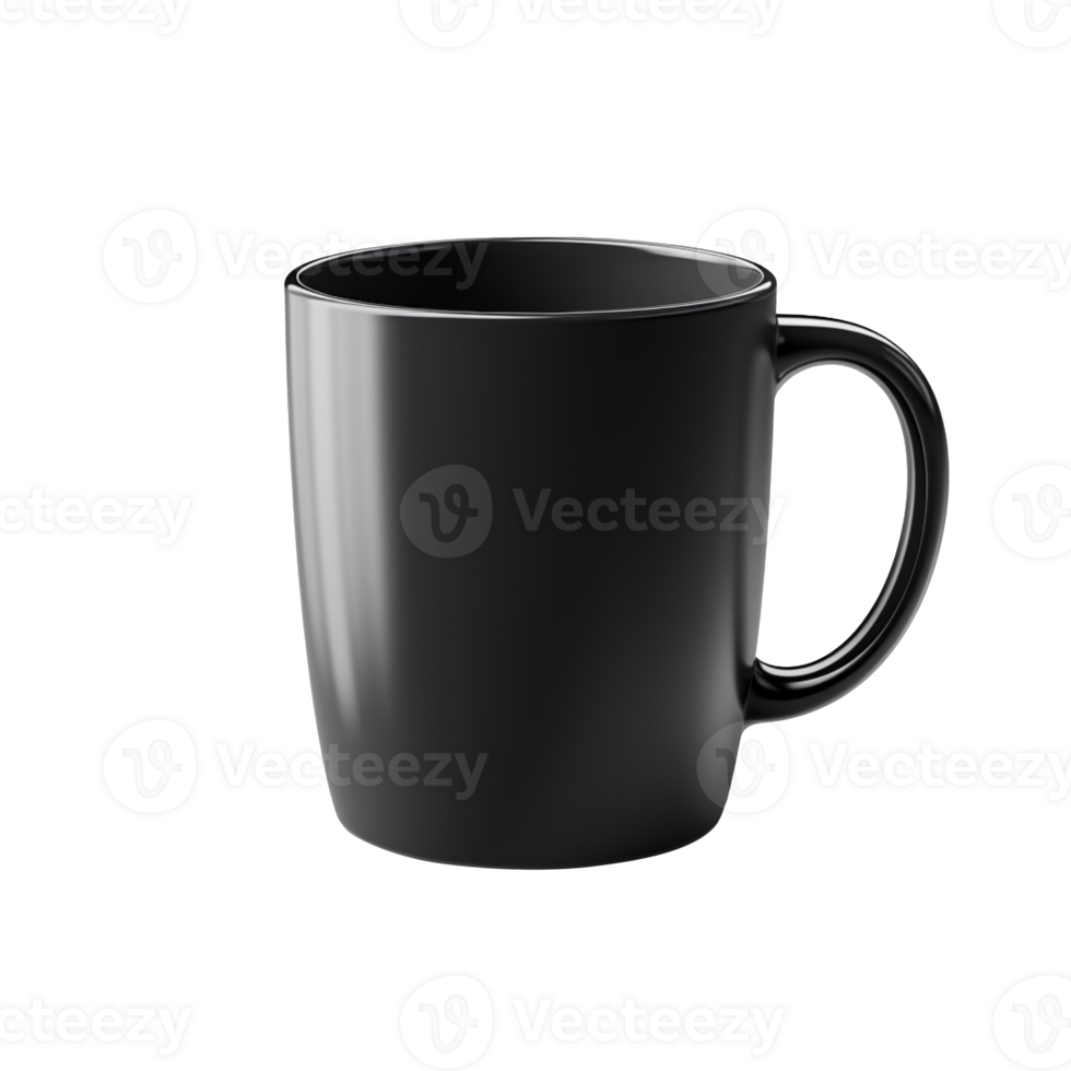 Empty black coffee mug isolated on transparent background png